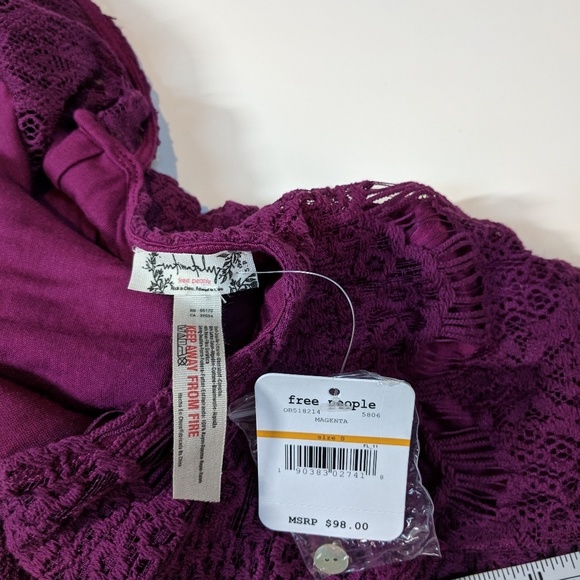 Free People backless magenta lace dress - Picture 4 of 6